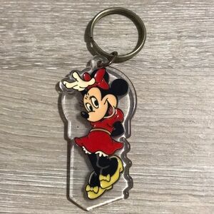 VTG Minnie Mouse Disney Enamel Color Keychain Monogram Products USA Made